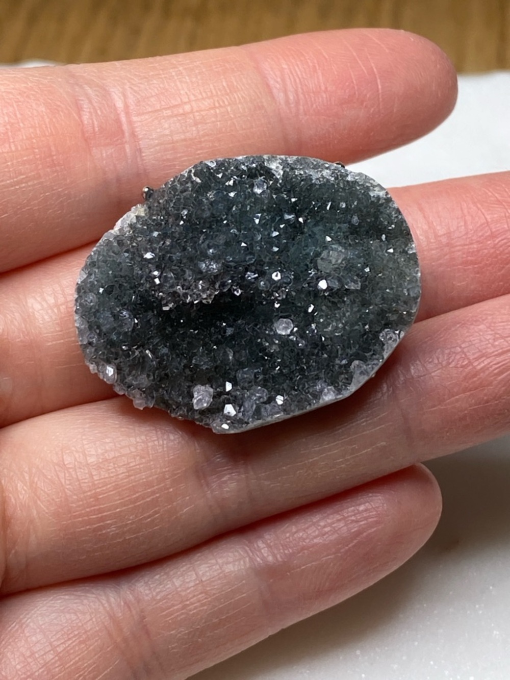 Apophyllite Druzy Ring • Raw Crystal Cluster • Adjustable Silver Statement Ring - Picture 10 of 14